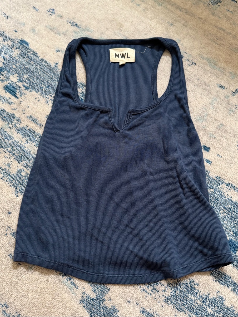 Madewell Ribbed Split Vneck Cropped Tank Top Medium